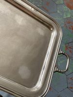 Antīks apsudrabots servējamais galdiņš ar lielu paplāti un statīvu — Bīdermeijera stilā (antique silver butler tray table) (6612) - Image 6