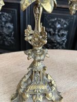 Bronzas Svečturu Pāris Četrām Svecēm ar Tulpju Ornamentiku — Historicisms, Francija/Beļģija, 19.gs. (5818) - Image 8