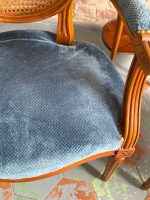 Fauteuil Krēsli ar Cannage Sietu un Zilu Samtu — Luija XVI stils, Francija, 20.gs. (6580) - Image 8