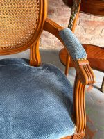 Fauteuil Krēsli ar Cannage Sietu un Zilu Samtu — Luija XVI stils, Francija, 20.gs. (6580) - Image 19
