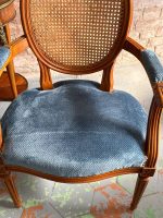 Fauteuil Krēsli ar Cannage Sietu un Zilu Samtu — Luija XVI stils, Francija, 20.gs. (6580) - Image 9