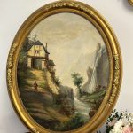 Ovāla Glezna ar Dabas Skatu, Vidēja Izmēra, Viegla Pēc Svara (5332)