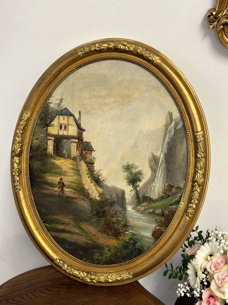 Ovāla Glezna ar Dabas Skatu, Vidēja Izmēra, Viegla Pēc Svara (5332) - Image 1