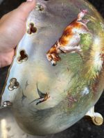 Painted porcelain cachepot with hunting motif — Neo-Rococo style (7066) - Image 8