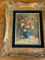 neliela izmēra glezniņa ar ziediem, zelta krāsas rāmī (5885) - Image 5