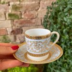 Porcelāna krūzīte ar šķīvīti, "Limoge", maza izmēra (2709)