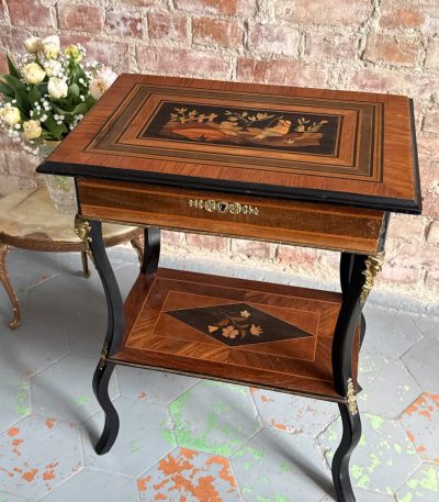 Exquisite Napoleon III style inlaid side table with bronze mounts