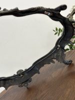 Antīka stila dekoratīvā paplāte ar stiklu — Luija XV stilā (antique silver glass mirror tray platter) (5264) - Image 11