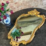 antique gold rococo wall mirror bevelled glass asymmetrical