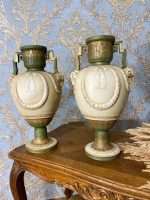 Lielas porcelāna vāzes, bēšā, zaļā un zelta krāsā, 2 gab (377) - Image 3