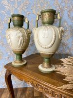 Lielas porcelāna vāzes, bēšā, zaļā un zelta krāsā, 2 gab (377) - Image 2