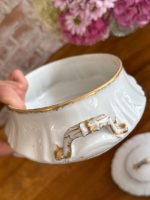neliela izmēra porcelāna terīne ar vāku, baltā/zelta krāsā (5898) - Image 8