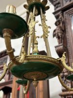 Griestu Lampa ar Zaļiem Metāla Elementiem, 5 Spuldzes, Vidēja Izmēra, Viegla Pēc Svara (5528) - Image 8