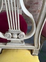 Koka krēslu komplekts ar līras atzveltni un samtu — Luija XVI stilā (Set of 6 Painted Wood Lyre-Back Chairs) (6481) - Image 12