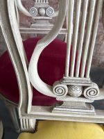 Koka krēslu komplekts ar līras atzveltni un samtu — Luija XVI stilā (Set of 6 Painted Wood Lyre-Back Chairs) (6481) - Image 11
