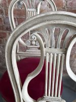 Koka krēslu komplekts ar līras atzveltni un samtu — Luija XVI stilā (Set of 6 Painted Wood Lyre-Back Chairs) (6481) - Image 16