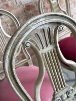 Koka krēslu komplekts ar līras atzveltni un samtu — Luija XVI stilā (Set of 6 Painted Wood Lyre-Back Chairs) (6481) - Image 14