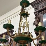 Griestu Lampa ar Zaļiem Metāla Elementiem, 5 Spuldzes, Vidēja Izmēra, Viegla Pēc Svara (5528)