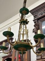 Griestu Lampa ar Zaļiem Metāla Elementiem, 5 Spuldzes, Vidēja Izmēra, Viegla Pēc Svara (5528)