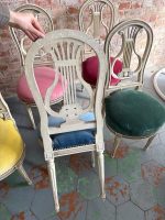 Koka krēslu komplekts ar līras atzveltni un samtu — Luija XVI stilā (Set of 6 Painted Wood Lyre-Back Chairs) (6481) - Image 21