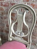 Koka krēslu komplekts ar līras atzveltni un samtu — Luija XVI stilā (Set of 6 Painted Wood Lyre-Back Chairs) (6481) - Image 18