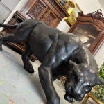Large black bronze puma statue
