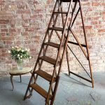 antique oak library step ladder folding steps