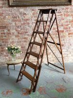 antique oak library step ladder folding steps