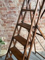 Saliekamās bibliotēkas koka trepes — vēlīnā historisma stilā (Antique Folding Wooden Library Steps in Late Historicism Style) (6482) - Image 4