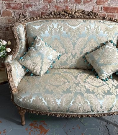 Luksuriøs to-personers sofa i blå nuancer — Louis XV rokoko-stil, (Antik