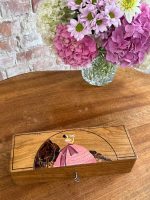 Antique Hand Painted Wooden Box with Lock and Key - Inlaid Style (5988) - Image 3