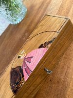 Antique Hand Painted Wooden Box with Lock and Key - Inlaid Style (5988) - Image 4