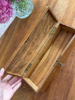 Antique Hand Painted Wooden Box with Lock and Key - Inlaid Style (5988) - Image 9