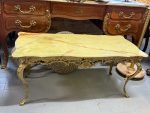 Metal Coffee Table with Onyx Top, Medium Size, Top Glued from Two Parts (6226)