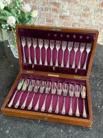 Antique Fish Cutlery Set for 12 Persons in Original Wooden Box - Goulding Plymouth (6583) - Image 2