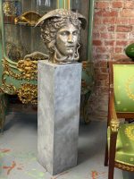 Set — Bronzefigur ''Medusa'' in Silberton + Betonsäule/Sockel (6314) – Bild 2