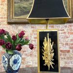 Bordlampe med kuppel, sort/guld, 1 pære, mellemstor (6429)