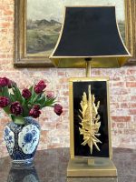 Bordlampe med kuppel, sort/guld, 1 pære, mellemstor (6429)