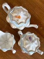 Grezna antīka plānā porcelāna tējas / kafijas servīze ar roku apgleznotiem ziediem — XIX gs. beigas / XX gs. sākums (5891) - Image 13