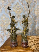 Speltera figūru pāris, sieviete un vīrietis ar ērgli, "LA NUIT", "LE JOUIR" (384) - Image 6