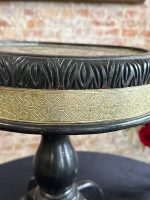 Melns koka galdiņš ar metāla apkalumu — Maoru stilā (Small Black Moorish Side Table) (7069) - Image 6