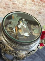 Melns japāņu stila galdiņš melnā krāsā ar stikla virsmu , vidēji maza izmēra (Japanese Style Black Side Table) (7067) - Image 4