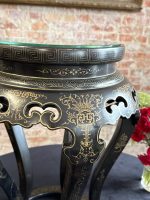 Melns japāņu stila galdiņš melnā krāsā ar stikla virsmu , vidēji maza izmēra (Japanese Style Black Side Table) (7067) - Image 8