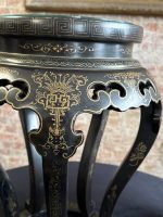 Melns japāņu stila galdiņš melnā krāsā ar stikla virsmu , vidēji maza izmēra (Japanese Style Black Side Table) (7067) - Image 9