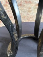 Melns japāņu stila galdiņš melnā krāsā ar stikla virsmu , vidēji maza izmēra (Japanese Style Black Side Table) (7067) - Image 12
