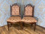 Pair of Louis XVI chairs with bow carving, walnut (389) - Image 2