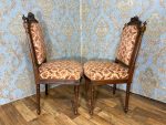 Pair of Louis XVI chairs with bow carving, walnut (389) - Image 9