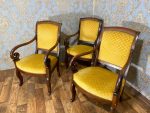 French Restoration Louis Philippe Chairs with Armrests, 3 pcs, circa 1835, Walnut (395) - Image 2