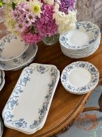 Antīka fajansa pusdienu servīze ar zilu ziedu dekoru — "Ortus" (Antique blue and white faience dinner service with floral decor) (5900) - Image 5