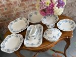 Antīka fajansa pusdienu servīze ar zilu ziedu dekoru — "Ortus" (Antique blue and white faience dinner service with floral decor) (5900) - Image 4